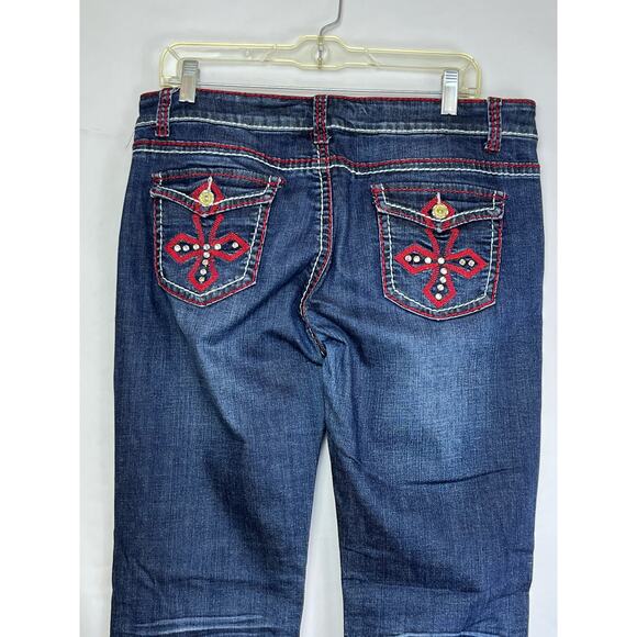 Ranch Royalty Women's 13 Blue Embroidered Rhinestone Embellished Denim Jeans - Picture 12 of 12